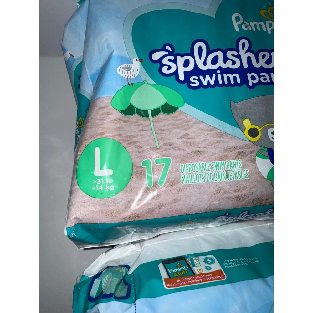 Pampers Splashers Swim Pants Size L 17 Count 2 Packs‎ Disposable Swim Diapers